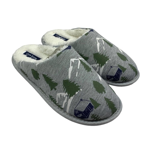 Club Room Other - Club Room Mens Forest-Print Fleece Lined Slippers Gray 6-7